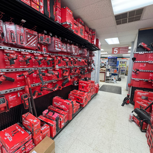 Milwaukee tools and supplies inside of Builders Supply Monteagle