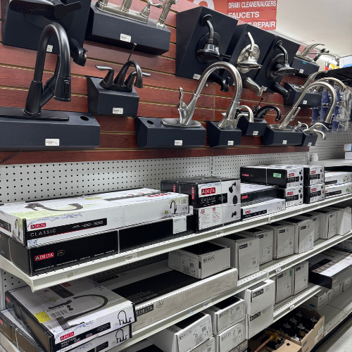 Faucet hardware and supplies inside of Builders Supply Monteagle
