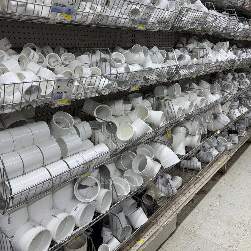 PVC pipes and supplies inside of Builders Supply Monteagle